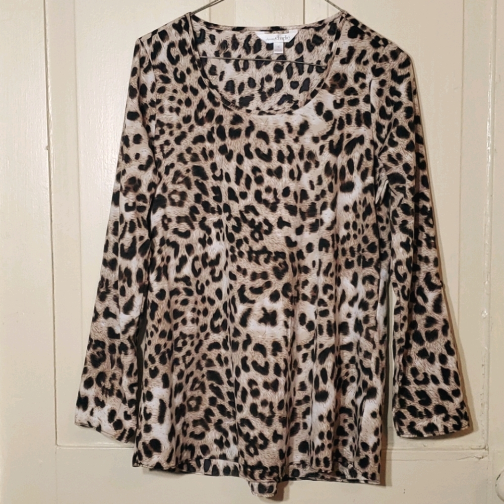 Charming Charlie Leopard Blouse 3/4 Sleeve EUC - Picture 1 of 11